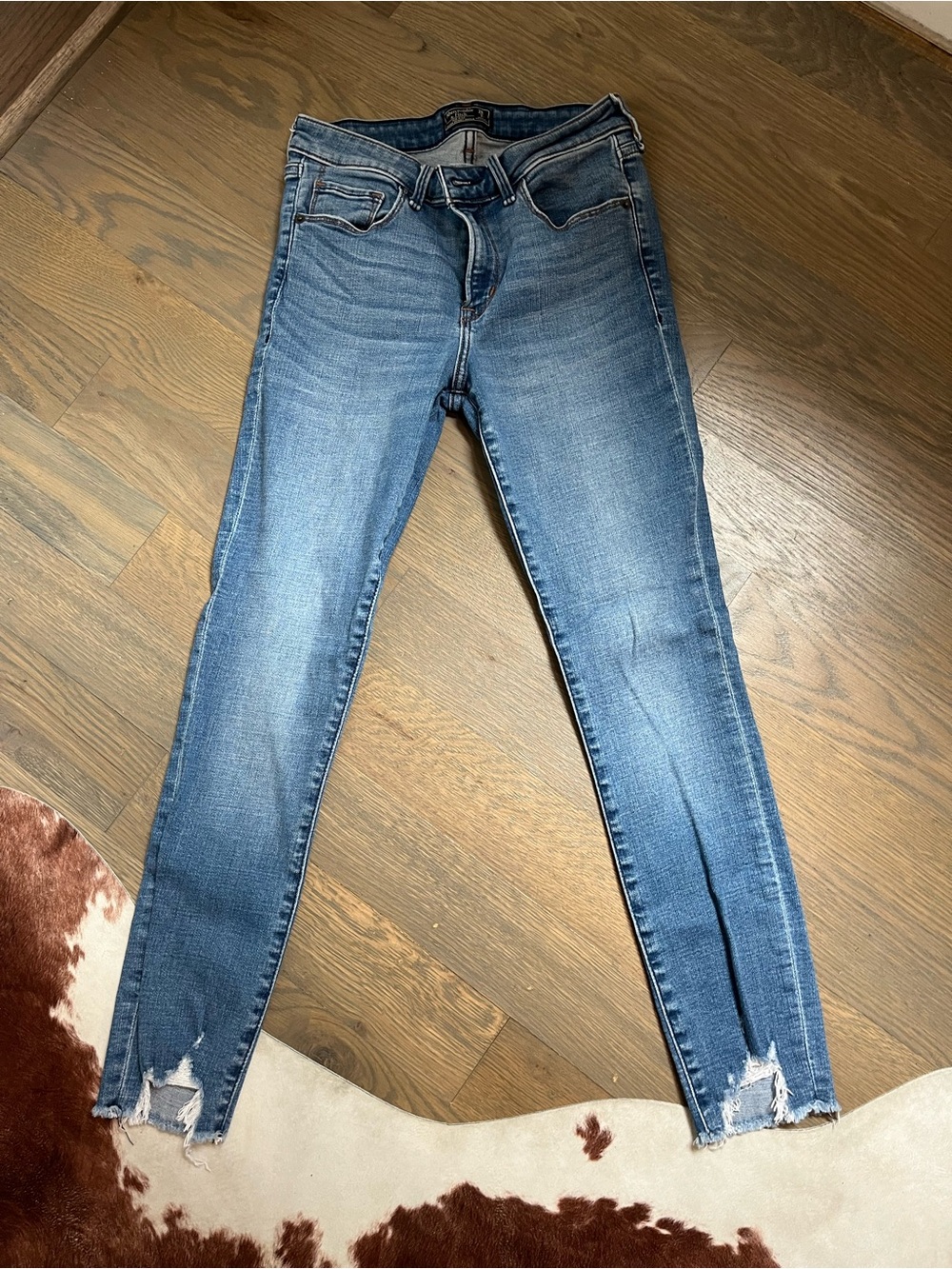 Abercrombie High-Rise Distressed Skinny Jeans - Blue
